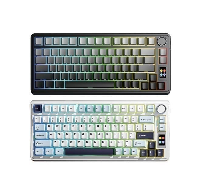 Teclado Mecanico Sem Fio AULA S75Pro 75 com iluminação RGB, tela TFT