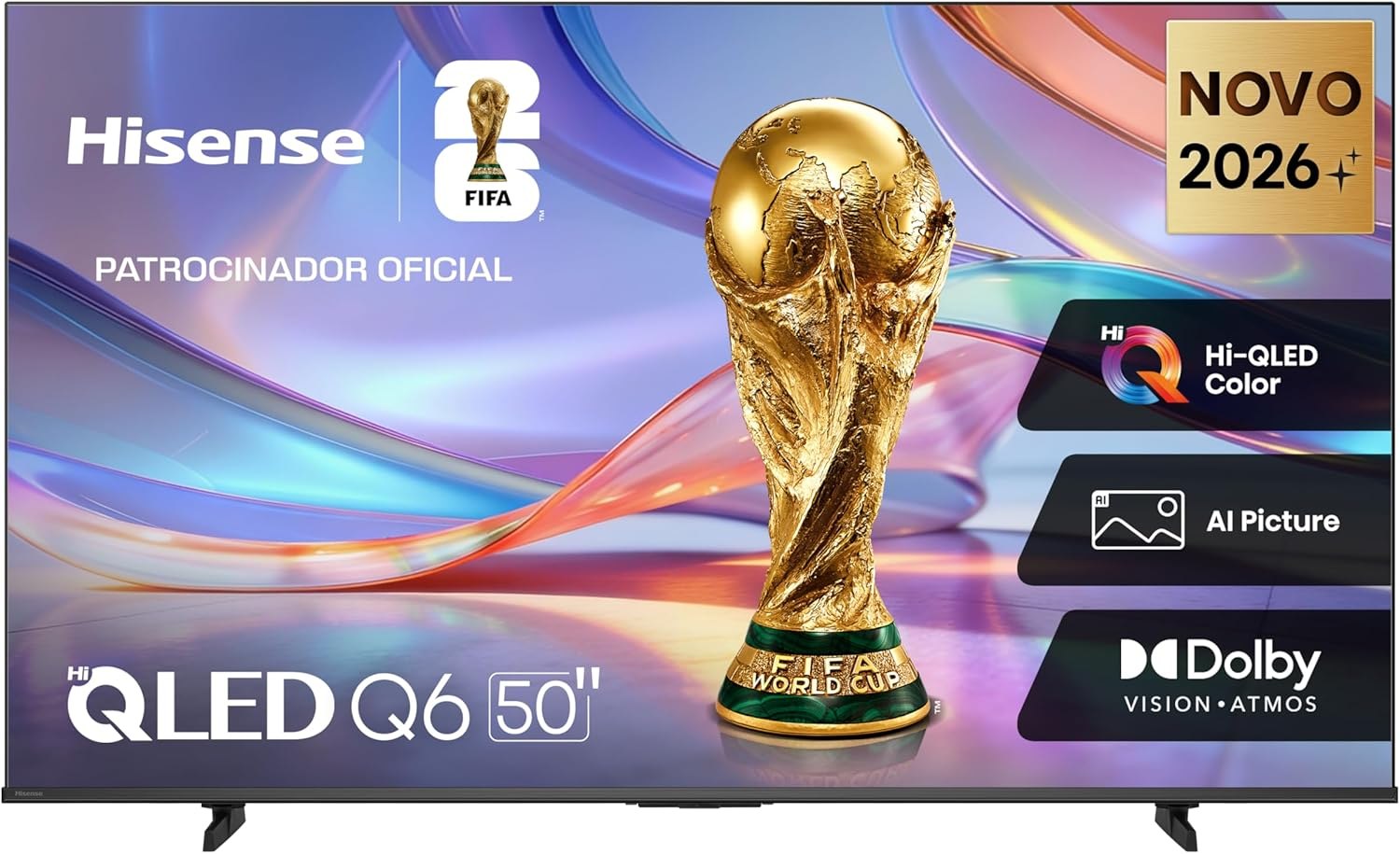 Hisense Smart TV 4K 50 Polegadas 50Q6QVV com Processador AI, Dolby Vision, HDR10, HLG, Filmmaker Mode, Dolby Gaming, Dolby Atmos, MiraCast e Compatibilidade Alexa e Google