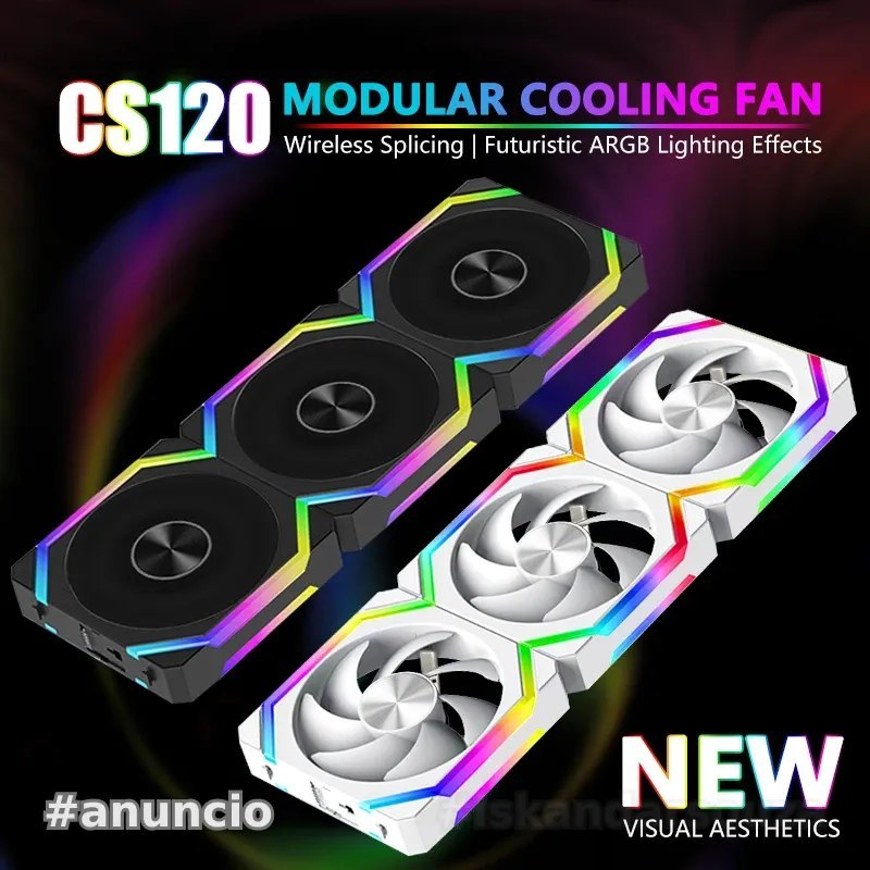 Kit 3 fans UniFan Magnética Jumpeak CS120 aRGB 5v reverse ou normal 360mm cs 120