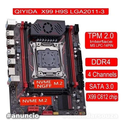 Placa mãe Qiyida X99 H9S Quad Channel Chipset C612. Tem suporte ao TPM 2.0 da MSI
