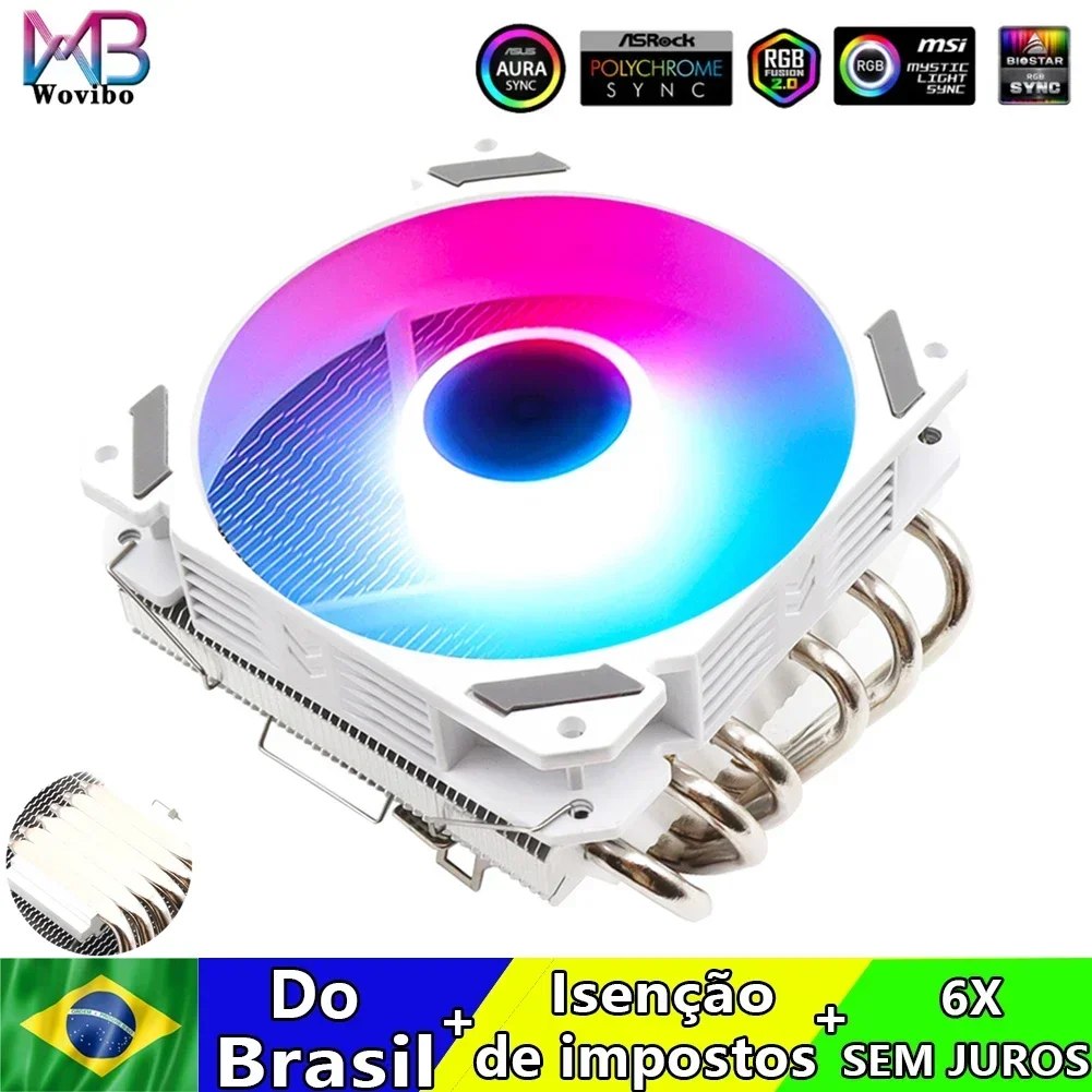 Air Cooler Low Profile aRGB Wovibo 6 Heatpipes 120mm 180tdp 190tdp