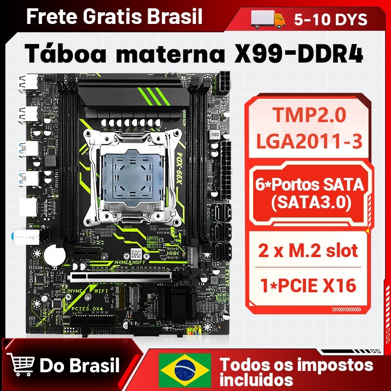 Placa mãe SZSJKJ X99 XD4, Chipset C612, Quad Channel, Vrm 8 Fases, TPM 2.0 Msi 14 pinos, Secure Boot
