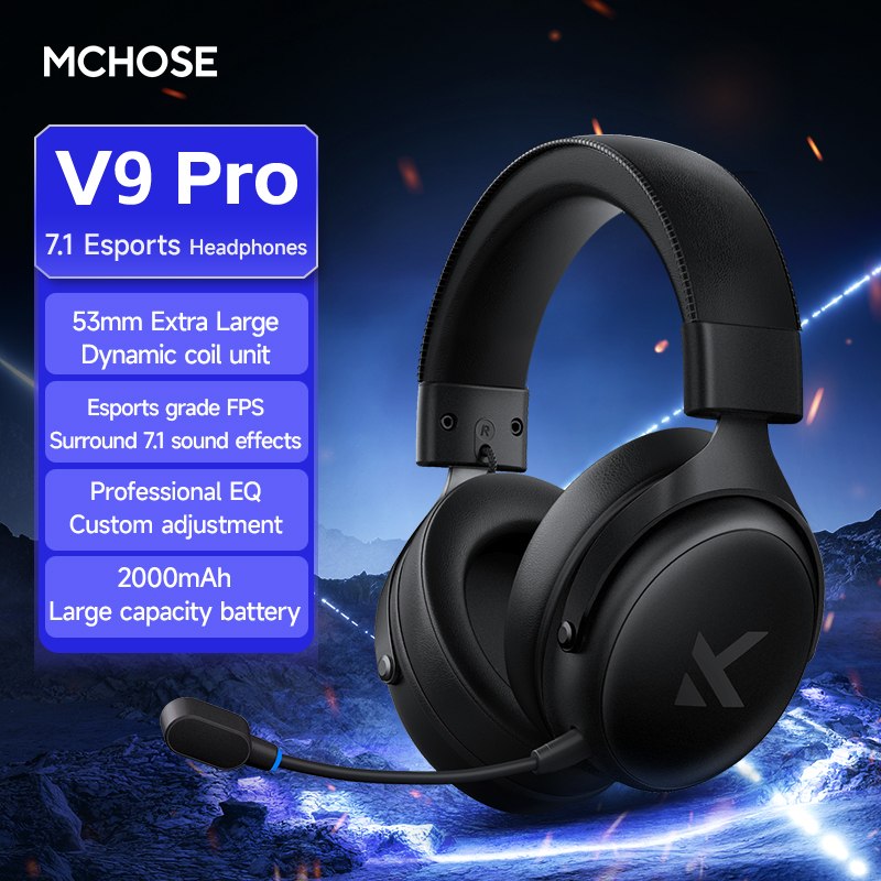 Headset MCHOSE V9 Pro Gaming Headset, Over-Ear Quad-Mode