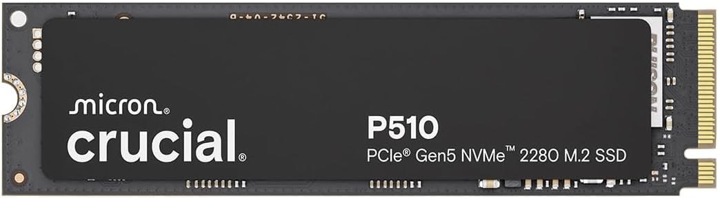 Crucial SSD NVMe P510 1TB Gen5, até 11.000 MBs, SSD PCIe 5.0 M.2 2280, unidade de estado sólido interna, compatível com laptop, desktop  software Acronis CT1000P510SSD8-01