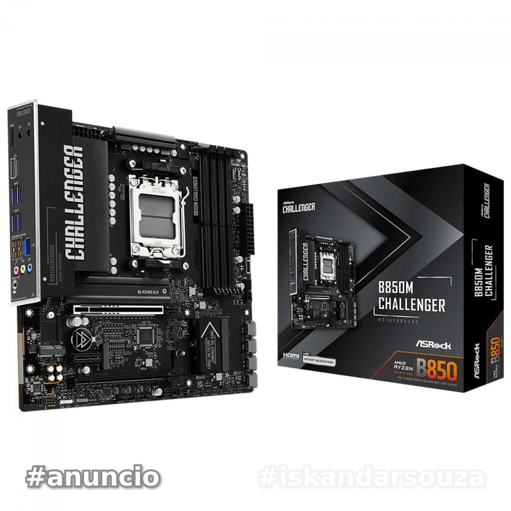 Placa Mãe ASRock B850M Challenger, Chipset B850, AMD AM5, mATX, DDR5