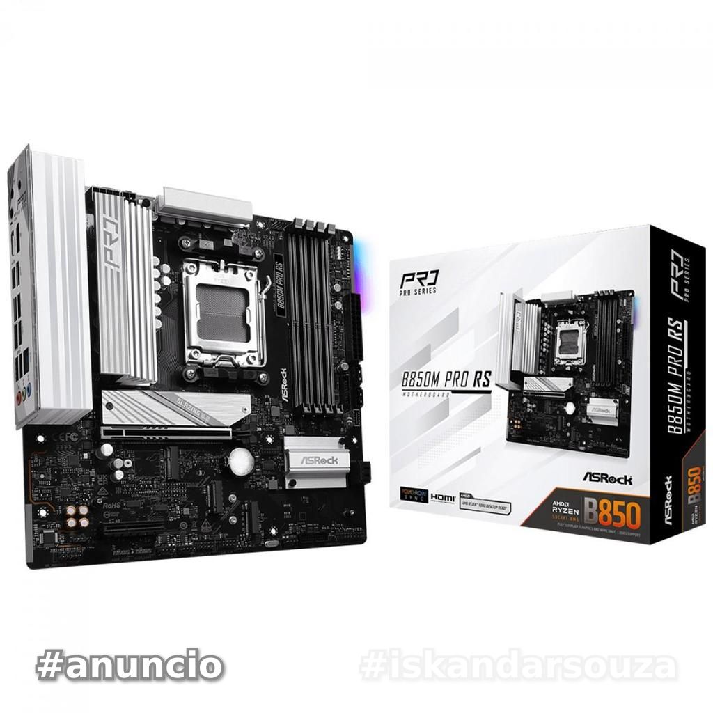 Placa Mãe ASRock B850M Pro RS, Chipset B850, AMD AM5, mATX, DDR5