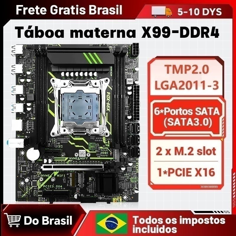 Placa mãe SZSJKJ X99 XD4, Chipset C612, Quad Channel, Vrm 8 Fases, TPM 2.0 Msi 14 pinos, Secure Boot