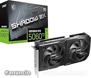 Placa de Video MSI Geforce RTX 5060 Ti Shadow 2x OC Plus, 8GB
