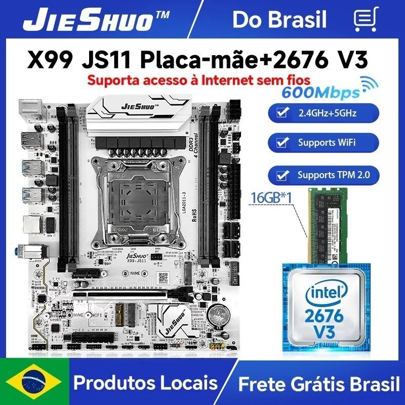 Kit X99 Jieshuo JS11 White Argb  Xeon 2676 V3 1x16GB DDR3