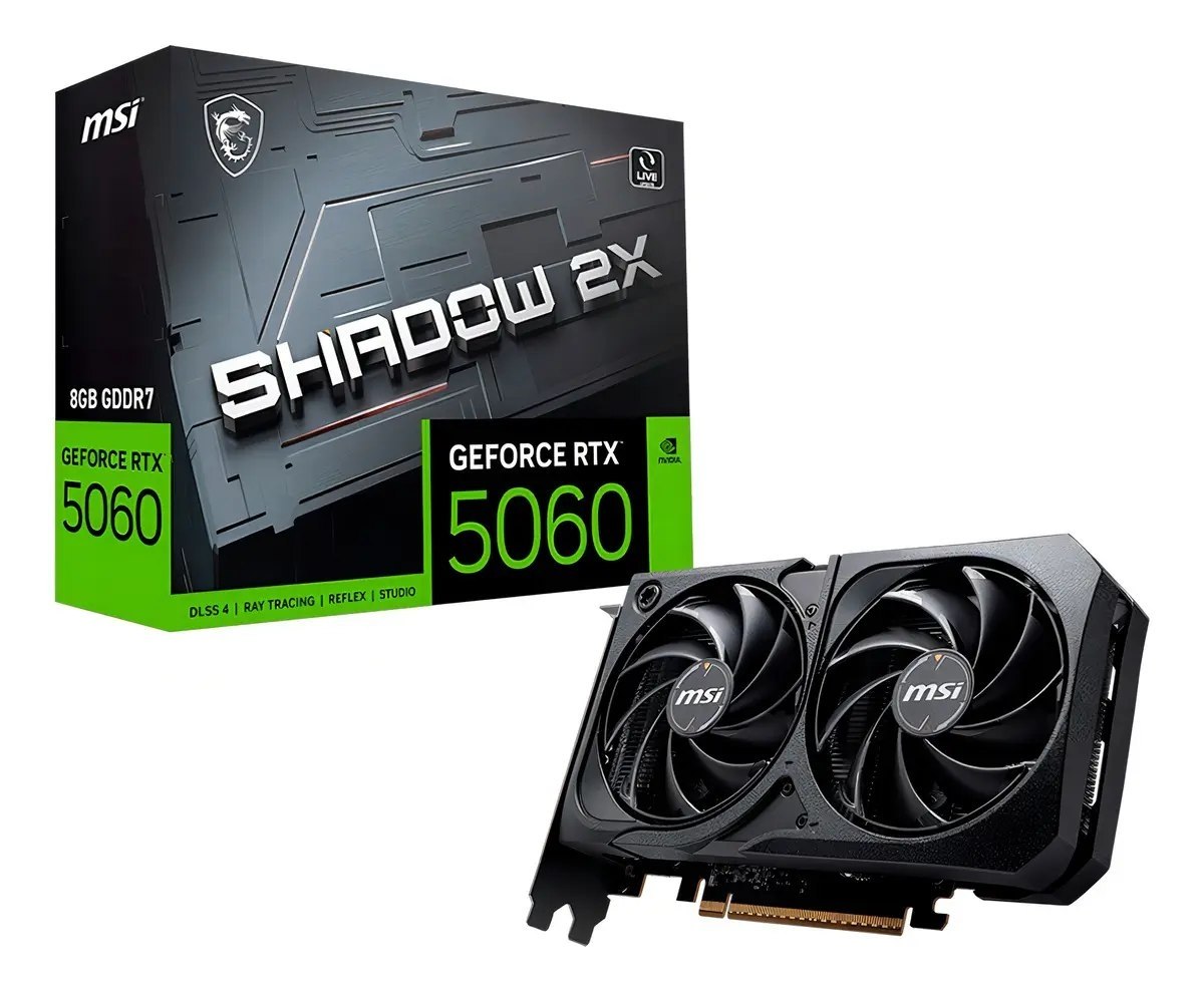RTX 5060 Placa de Vídeo MSI GeForce RTX 5060 Shadow 2X OC 8GB GDDR7 128-bit