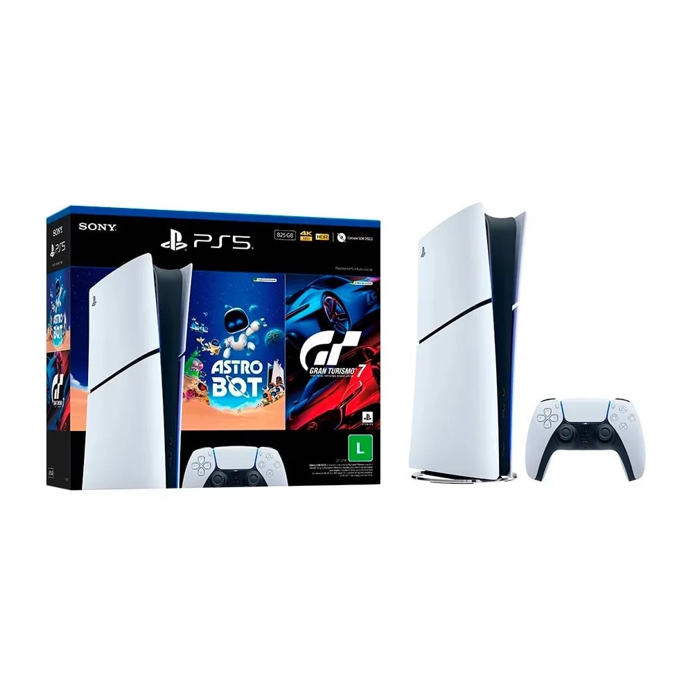 Console Sony PlayStation 5, Edição Digital, SSD 825GB, Controle Sem Fio DualSense  2 Jogos Digitais