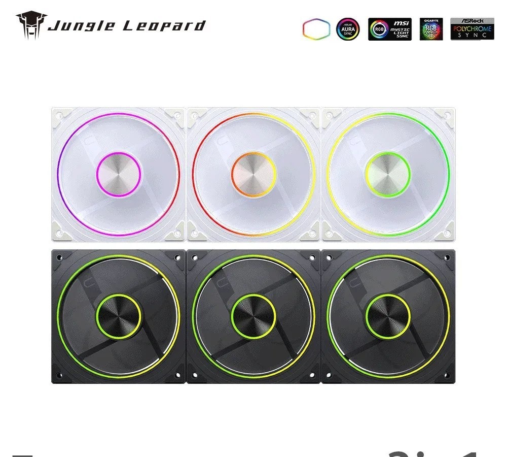 Kit 3 fans UniFan Magnética Jungle Leopard Transwarp aRGB 5v reverse ou normal 360mm cs 120