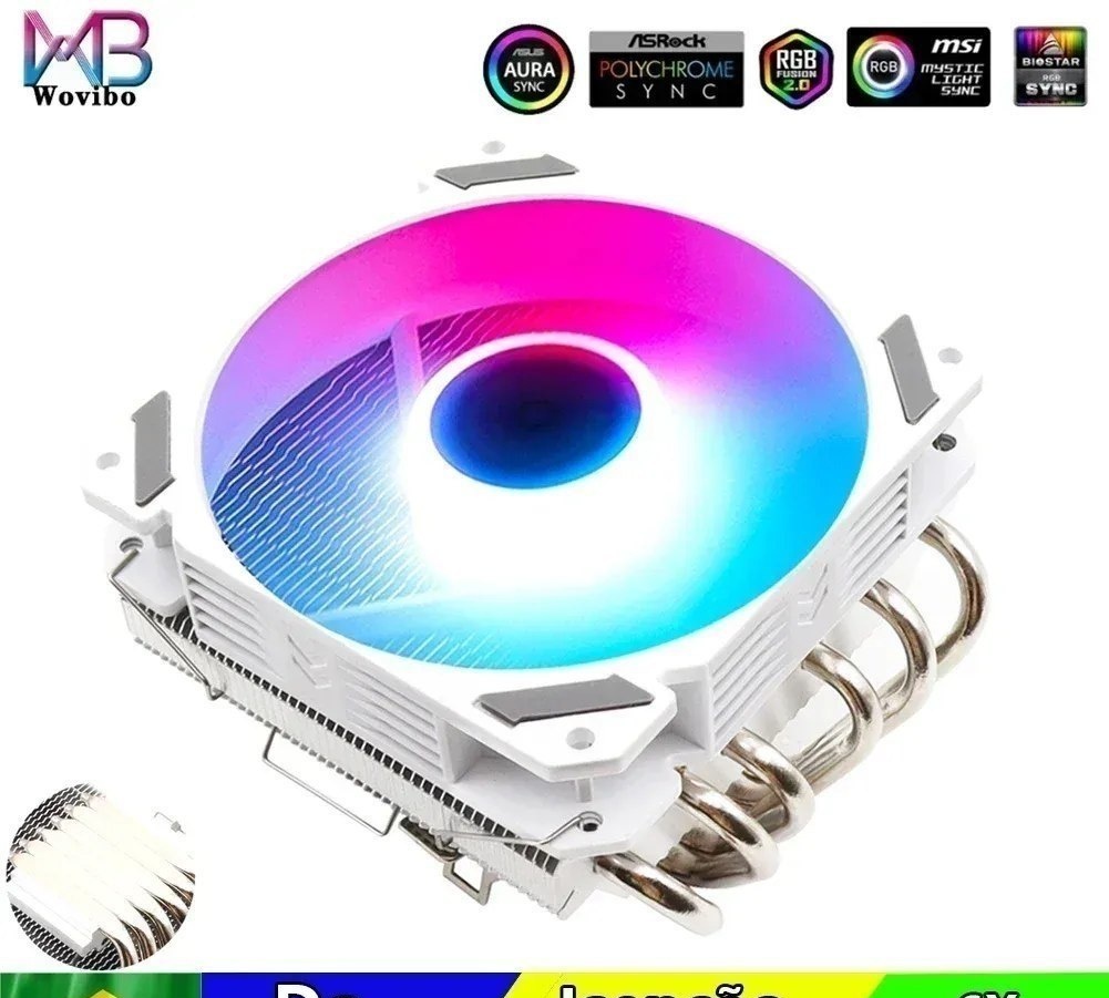 Air Cooler Low Profile aRGB Wovibo 6 Heatpipes 120mm 180tdp 190tdp