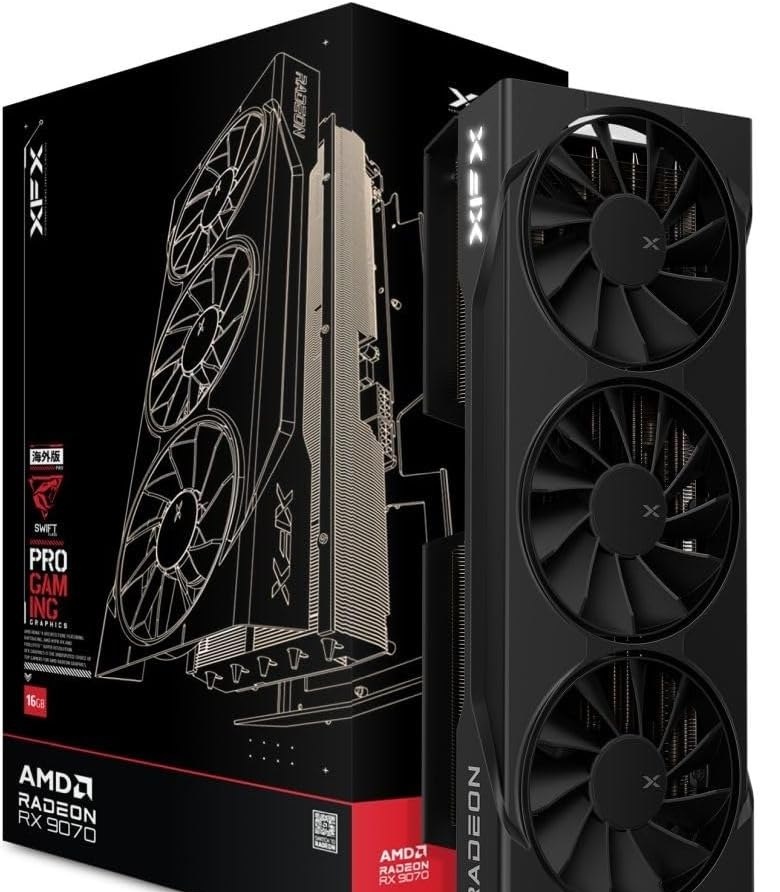 XFX Placa gráfica Swift AMD Radeon RX 9070 OC Triple Fan Gaming Edition 16GB GDDR6, preta
