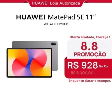 HUAWEI MatePad SE 11 1284  Tablet  Design Corpo Único Metal  7700 mAh  Superbateria de 22,5 W