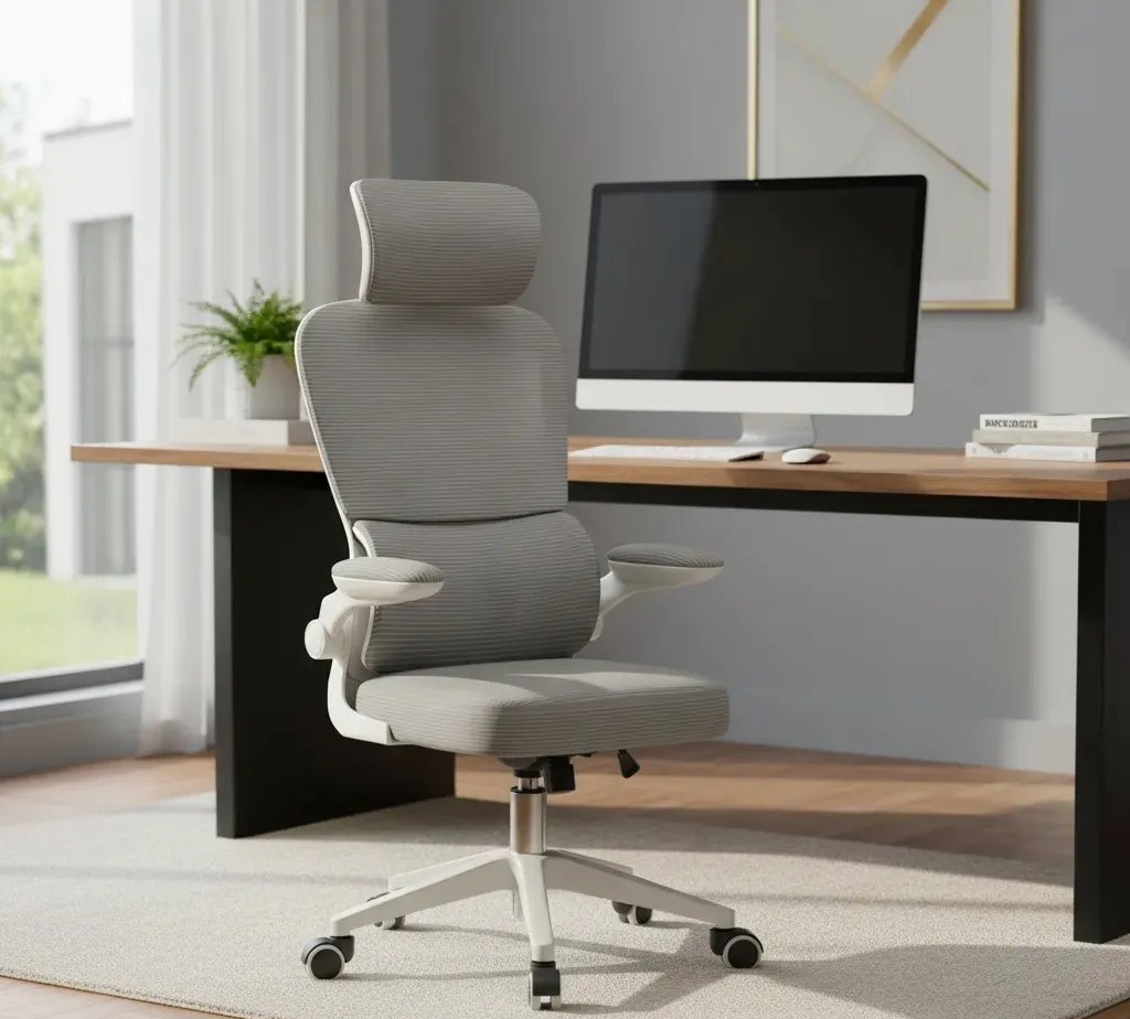 Cadeira Escritório Ergonômica Python Fly B07 Cinza Com Suporte Lombar