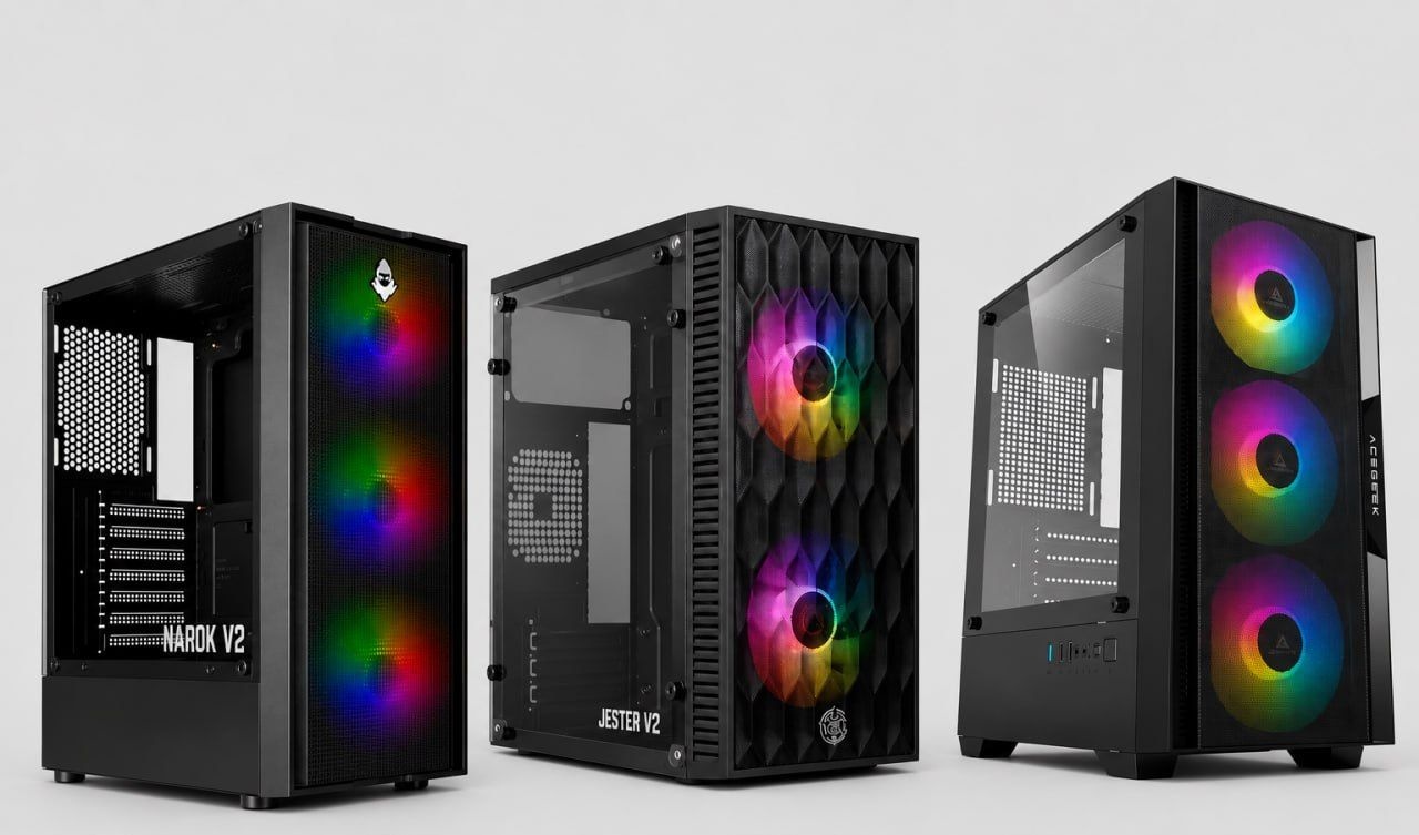 Gabinete Gamer Mancer Narok V2, Rainbow, Mid-Tower, Lateral de Vidro, Com 3 Fans, Preto, MCR-NRK-V2