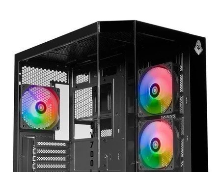 Gabinete Gamer Mancer CV700L, Mid Tower, Lateral De Vidro, 3 Fans ARGB, Preto, MCR-CV700L-BK3F cv 700l cv700