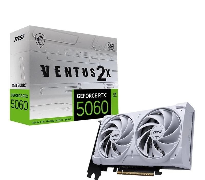 RTX 5060 Placa de Vídeo MSI GeForce RTX5060 Ventus 2X OC White, 8GB GDDR7, 912-V537-018