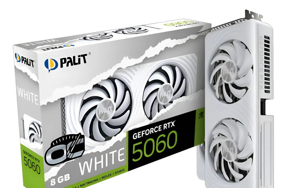 RTX 5060 Placa de Video GeForce NVIDIA PALIT RTX5060 WHITE OC 8GB GDDR7