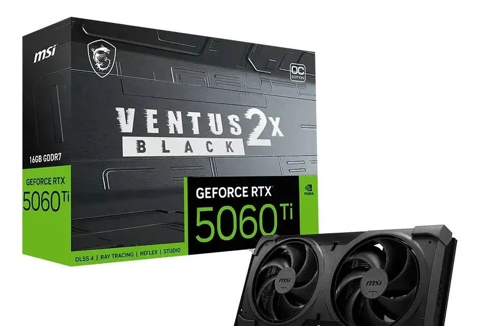 RTX 5060 TI 16GB Placa de Vídeo NVIDIA GeForce MSI RTX5060TI Ventus 2x OC Black Plus