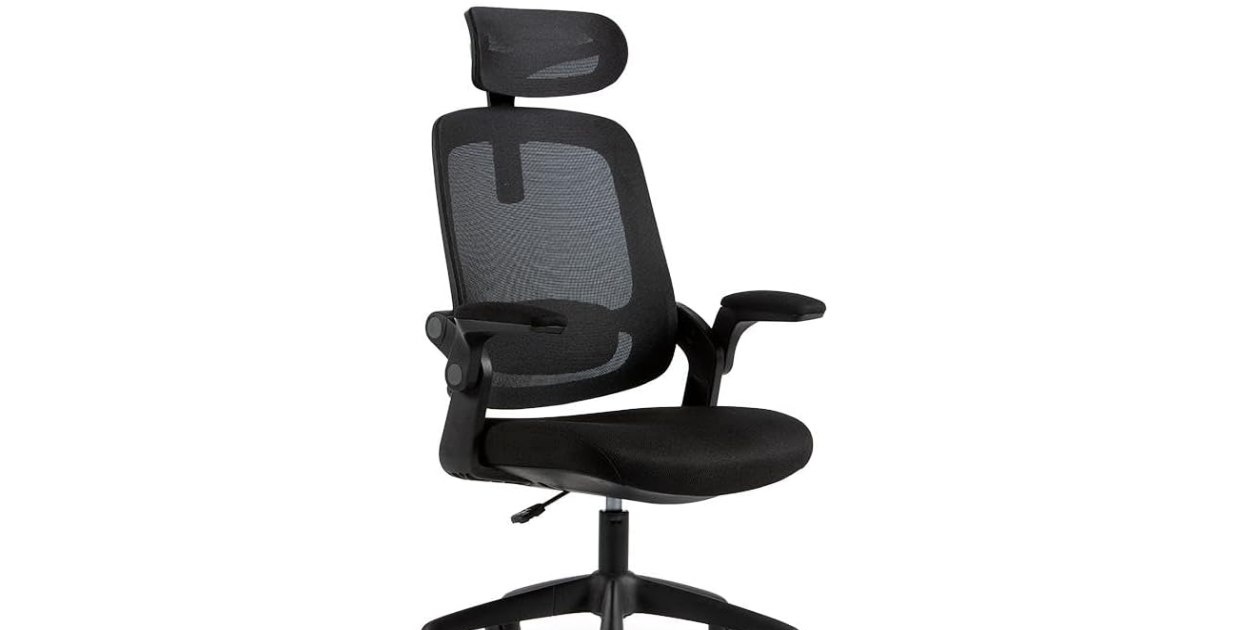 Cadeira de Escritorio Ergonômica Astra Preta com Apoio Lombar e Cabeça, Encosto Ajustável, Mesh Respirável