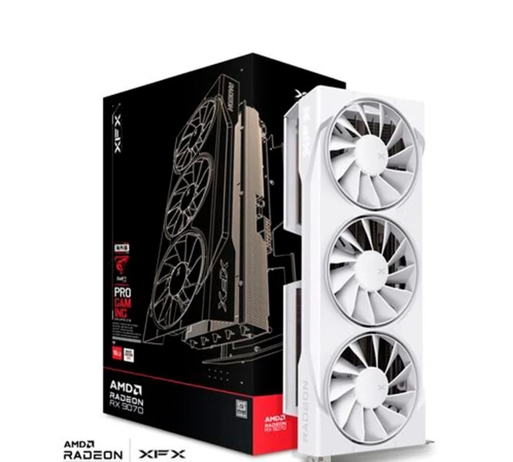 XFX Swift AMD Radeon RX 9070 OC Branco Triple Fan Gaming Edition com 16GB GDDR6 HDMI 3xDP, AMD RDNA 4 RX-97SWFB3W9