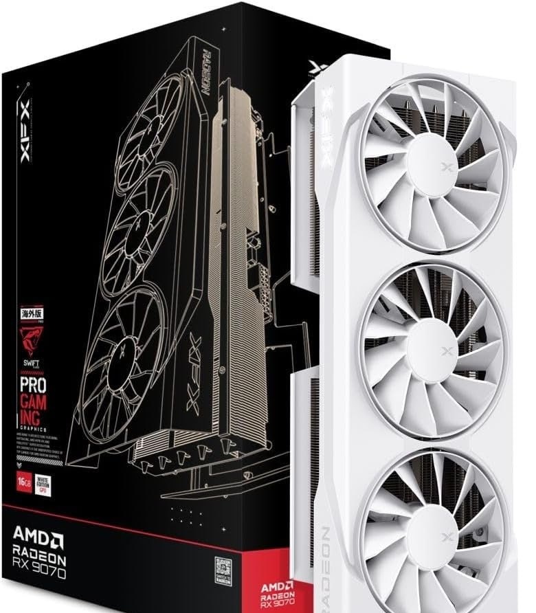 XFX Swift AMD Radeon RX 9070 OC Branco Triple Fan Gaming Edition com 16GB GDDR6 HDMI 3xDP, AMD RDNA 4 RX-97SWFB3W9