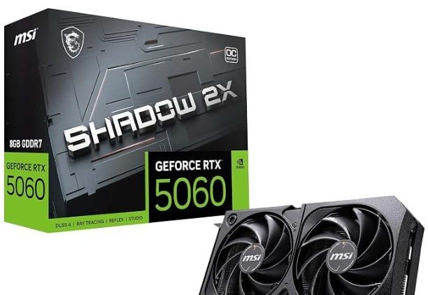 Placa de Video MSI RTX 5060 Shadow 2X OC, 8GB, GDDR7-912-V537-037