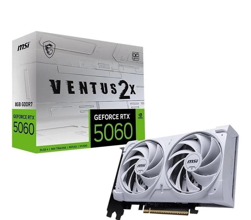 RTX 5060 Placa de Vídeo MSI GeForce RTX5060 Ventus 2X OC White, 8GB GDDR7, 912-V537-018