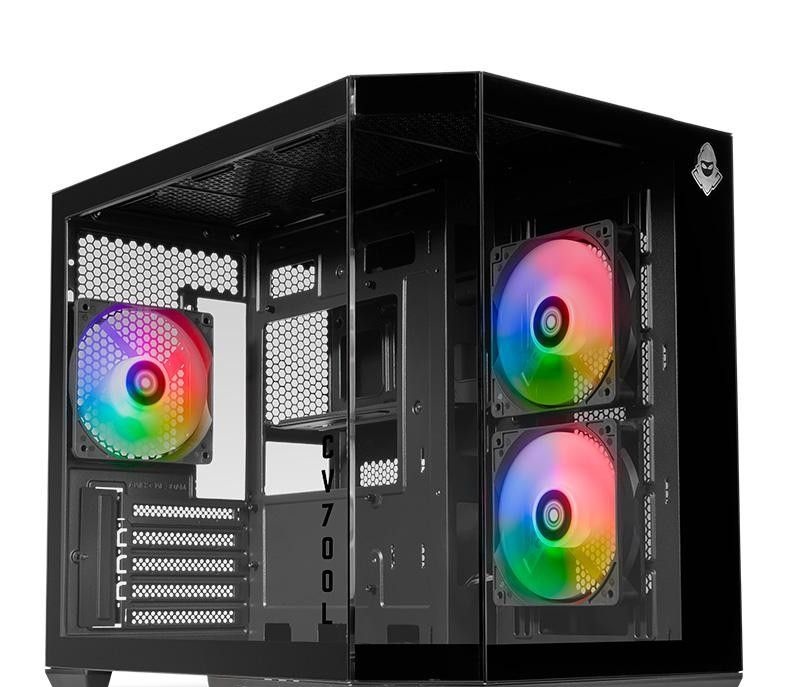 Gabinete Gamer Mancer CV700L, Mid Tower, Lateral De Vidro, 3 Fans ARGB, Preto, MCR-CV700L-BK3F