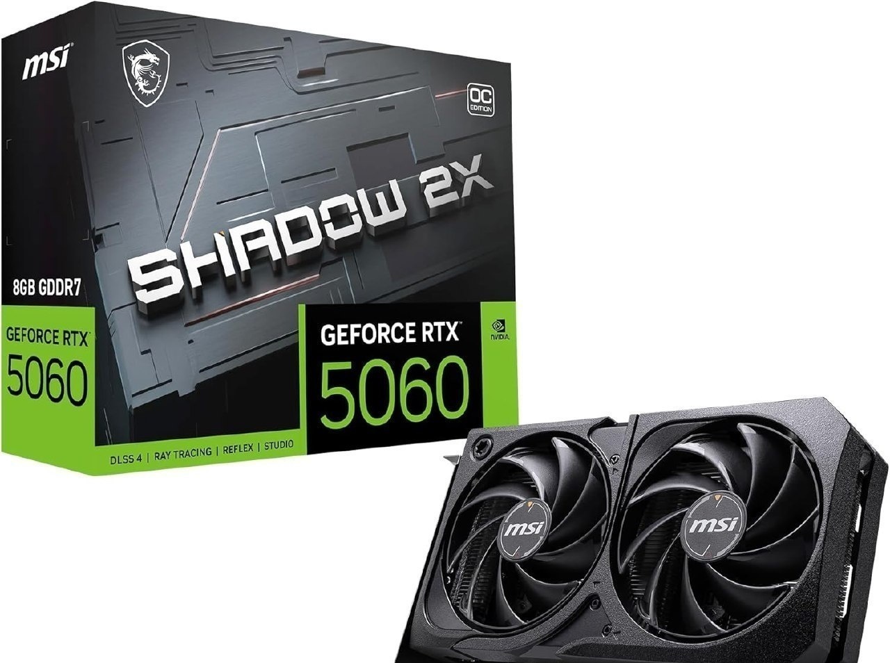 Placa de Video MSI RTX 5060 Shadow 2X OC, 8GB, GDDR7-912-V537-037