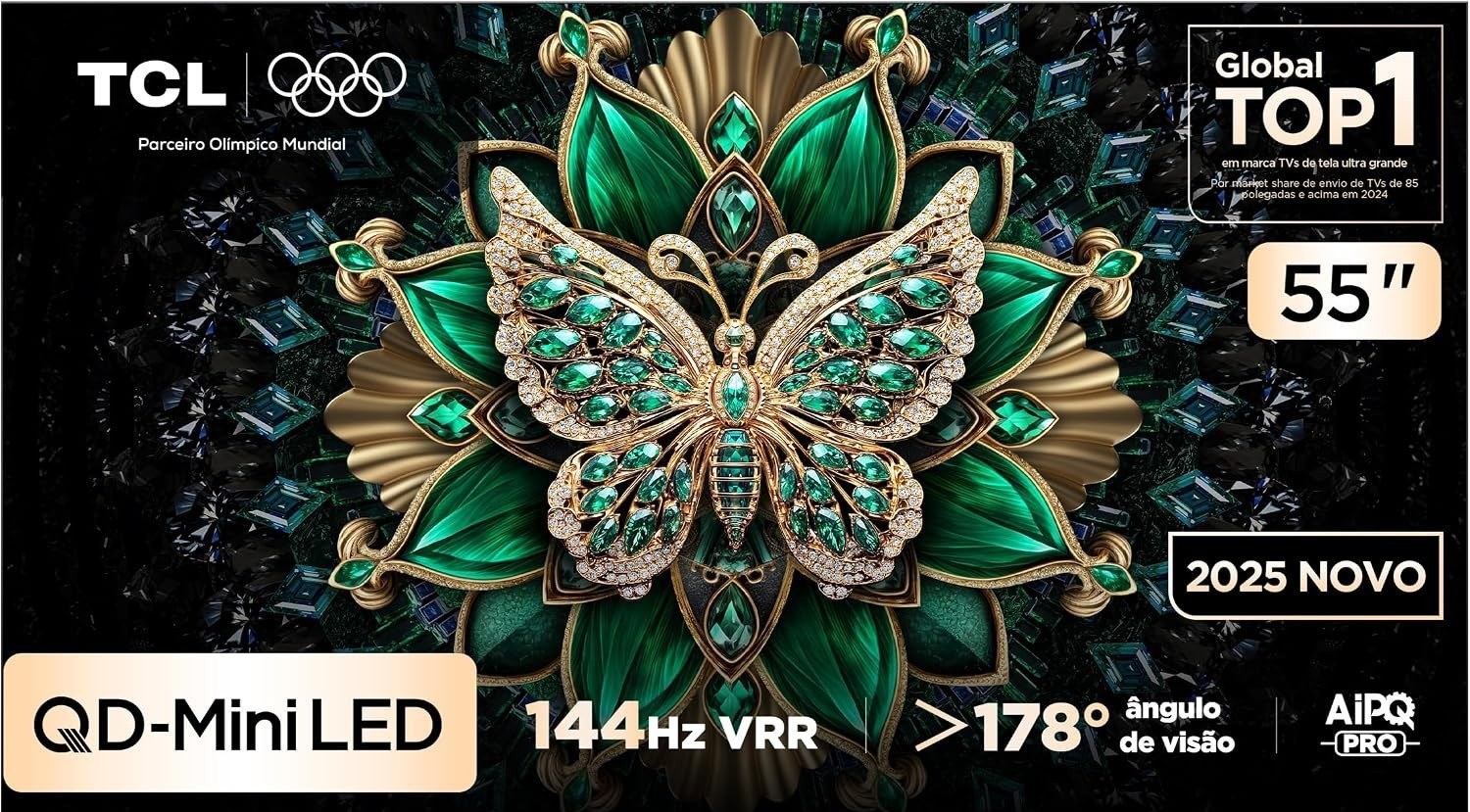 Smart TV TCL 55 Polegadas QLED Mini LED 4K C6K WiFi Bluetooth Google TV 4 HDMI 144Hz HDR10 55C6K