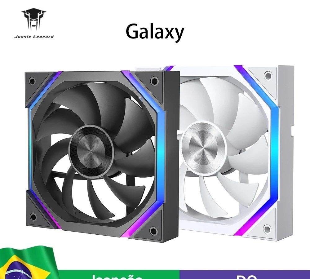 4x Ventoinha ARGB Jungle Leopard Galaxy 120mm 4PIN PWM, Ventoinha para PC 5V 3PIN