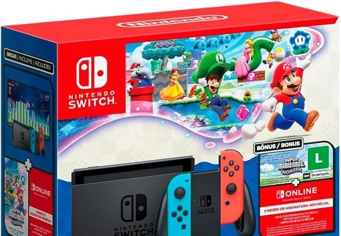 Bundle Nintendo Switch  Super Mario Bros. Wonder  3 Meses de Assinatura Nintendo Switch Online