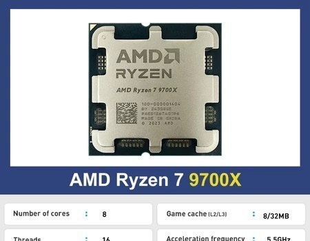 Processador AMD Ryzen 7 9700x 3.8GHz 5.5GHz Turbo 8 Cores 16 Threads AM5 40MB Novo Sem Caixa ou Cooler