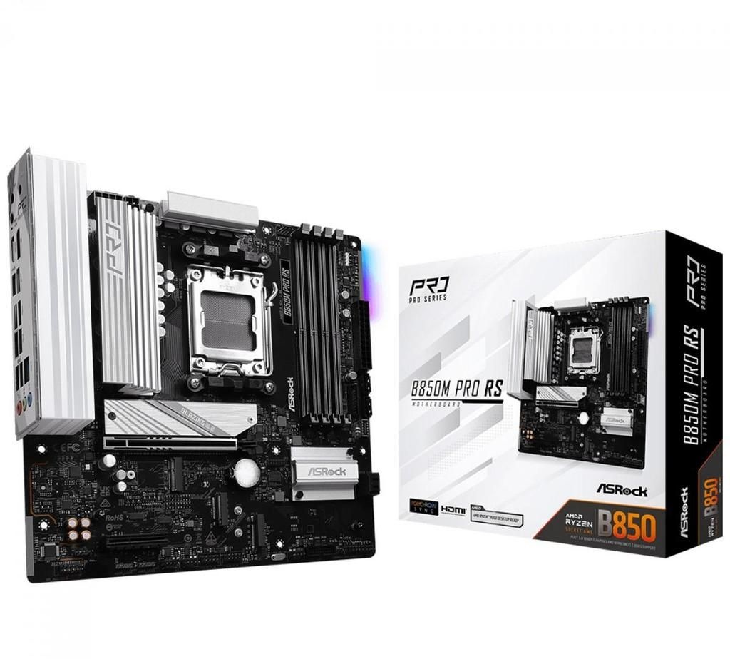 Placa Mãe ASRock B850M Pro RS, Chipset B850, AMD AM5, mATX, DDR5