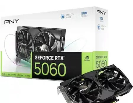 RTX 5060 Placa de Vídeo NVIDIA GeForce PNY RTX5060 8GB DUAL FAN OC Blackwell- VCG50608DFXPB1-O
