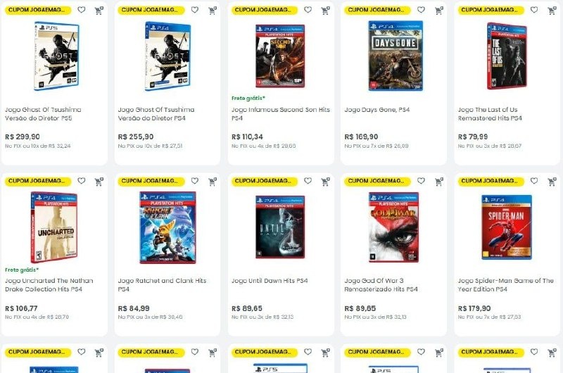 CUPOM 10  OFF - Jogos selecionados na lista abaixo.