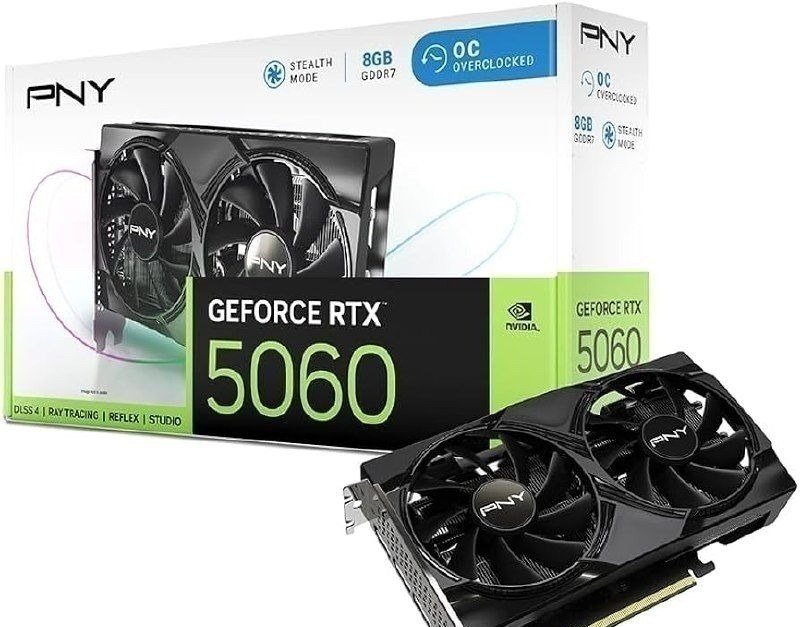 RTX 5060 Placa de Vídeo NVIDIA GeForce PNY RTX5060 8GB DUAL FAN OC Blackwell- VCG50608DFXPB1-O