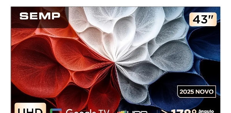 Smart TV Semp 43 Polegadas LED HVA 4K S62 WiFi Bluetooth Google TV 3 HDMI HDR10 Dolby Audio 43S62