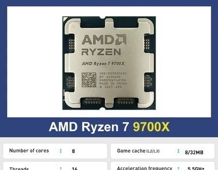 Processador AMD Ryzen 7 9700x 3.8GHz 5.5GHz Turbo 8 Cores 16 Threads AM5 40MB Novo Sem Caixa ou Cooler