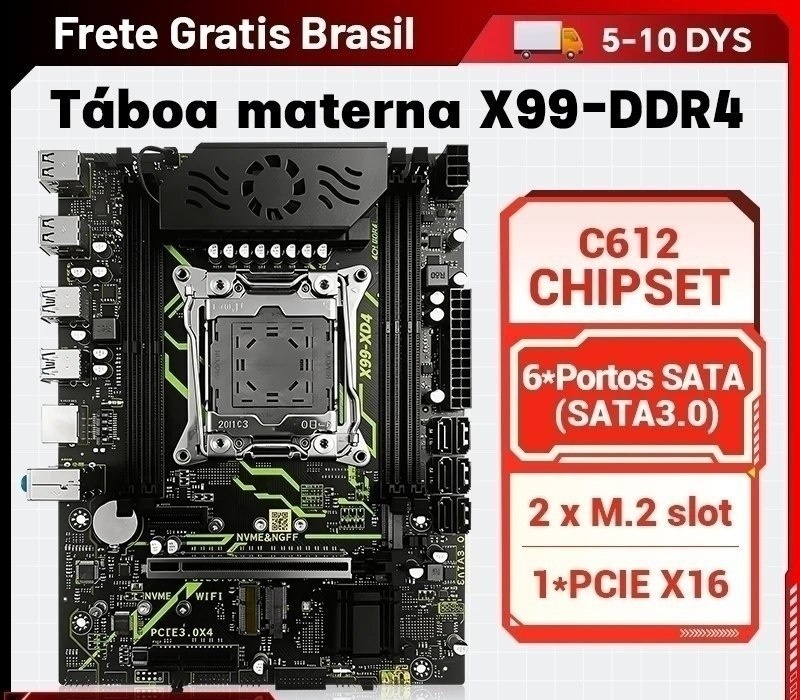 Kit X99 SZSJKJ XD4  Xeon E5 2682 V4, Chipset C612, Quad Channel, Suporte TPM2.0