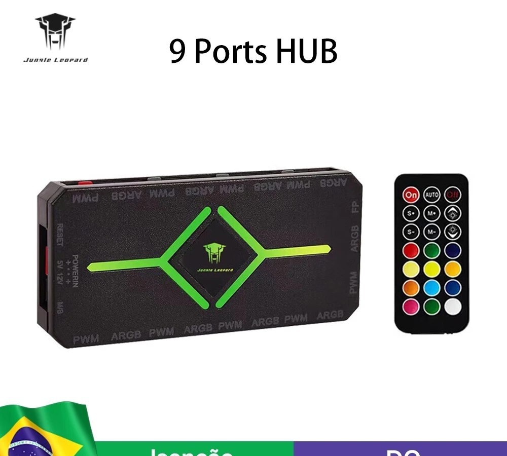 Controladora Jungle Leopard Smart Hub 5V 3PIN ARGB 4 Pin PWM 9 Portas com Controle