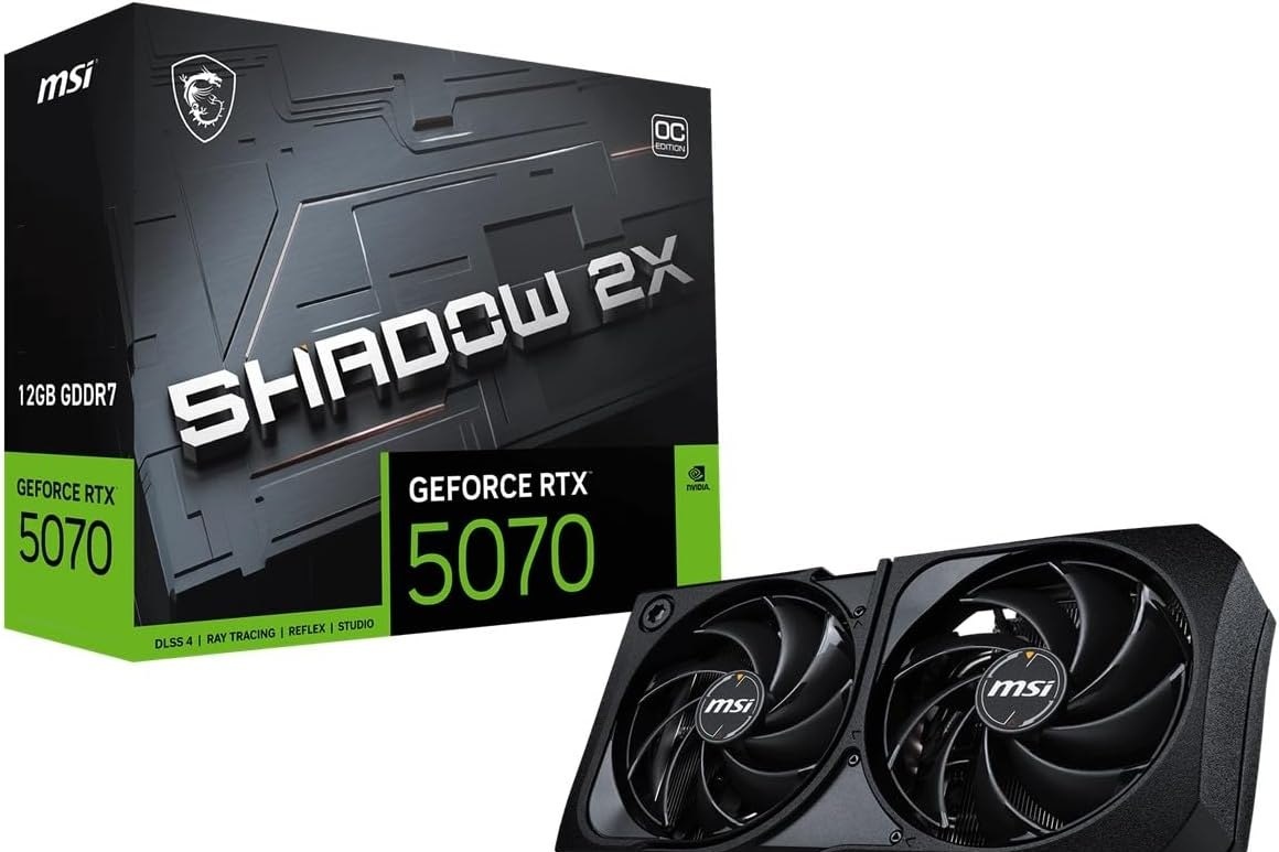 RTX 5070 12GB Placa de Vídeo Nvidia MSI GeForce RTX5070 12G SHADOW 2X OC