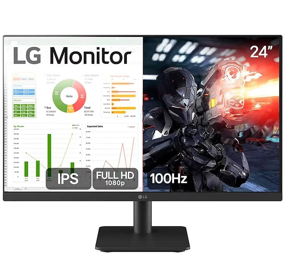 Monitor Gamer LG 24 Full HD, 100Hz, IPS, 5ms, HDMI, Ajuste de Inclinação, Preto - 24MS500-B
