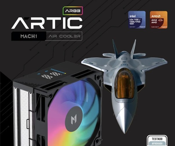 Air Cooler MACH1 ARTIC, Digital, ARGB, AMD e Intel, 120mm, Preto - B60-DIG-ARGB V2