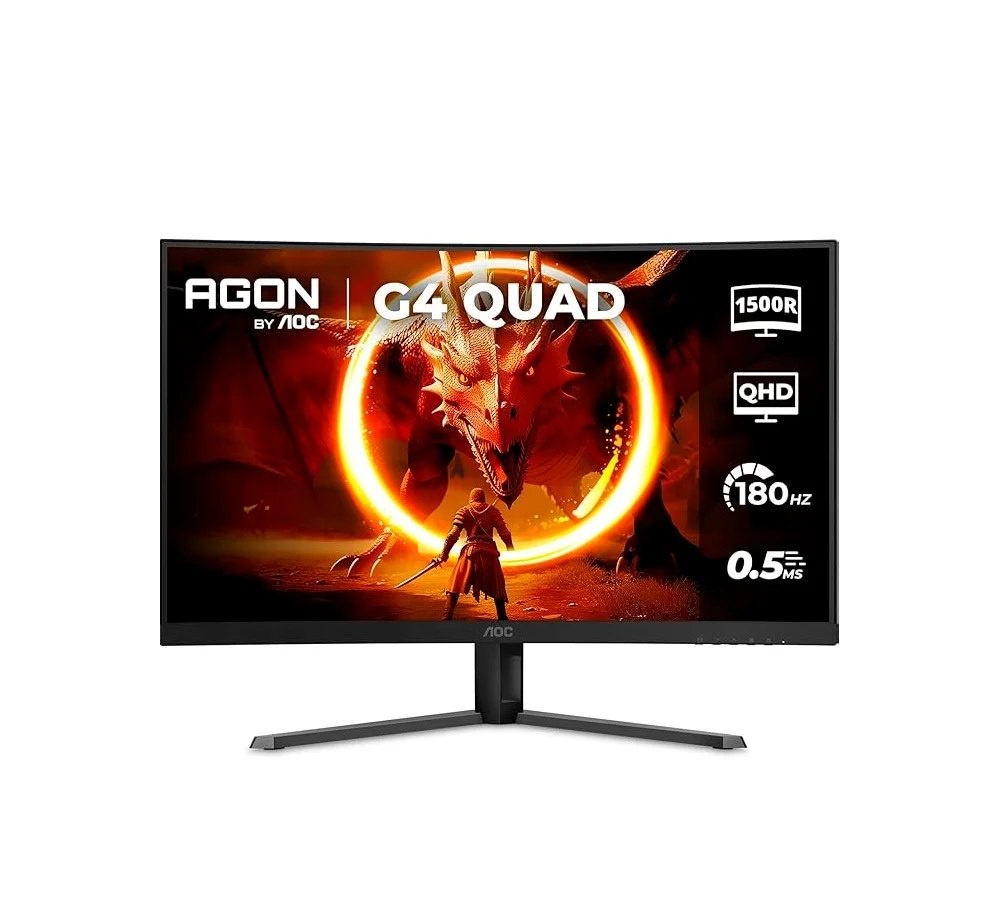 Monitor Gamer Curvo AOC 32, QHD, 180Hz, 0.5ms, Fast VA, Adaptive Sync, HDR, Preto - CQ32G4E