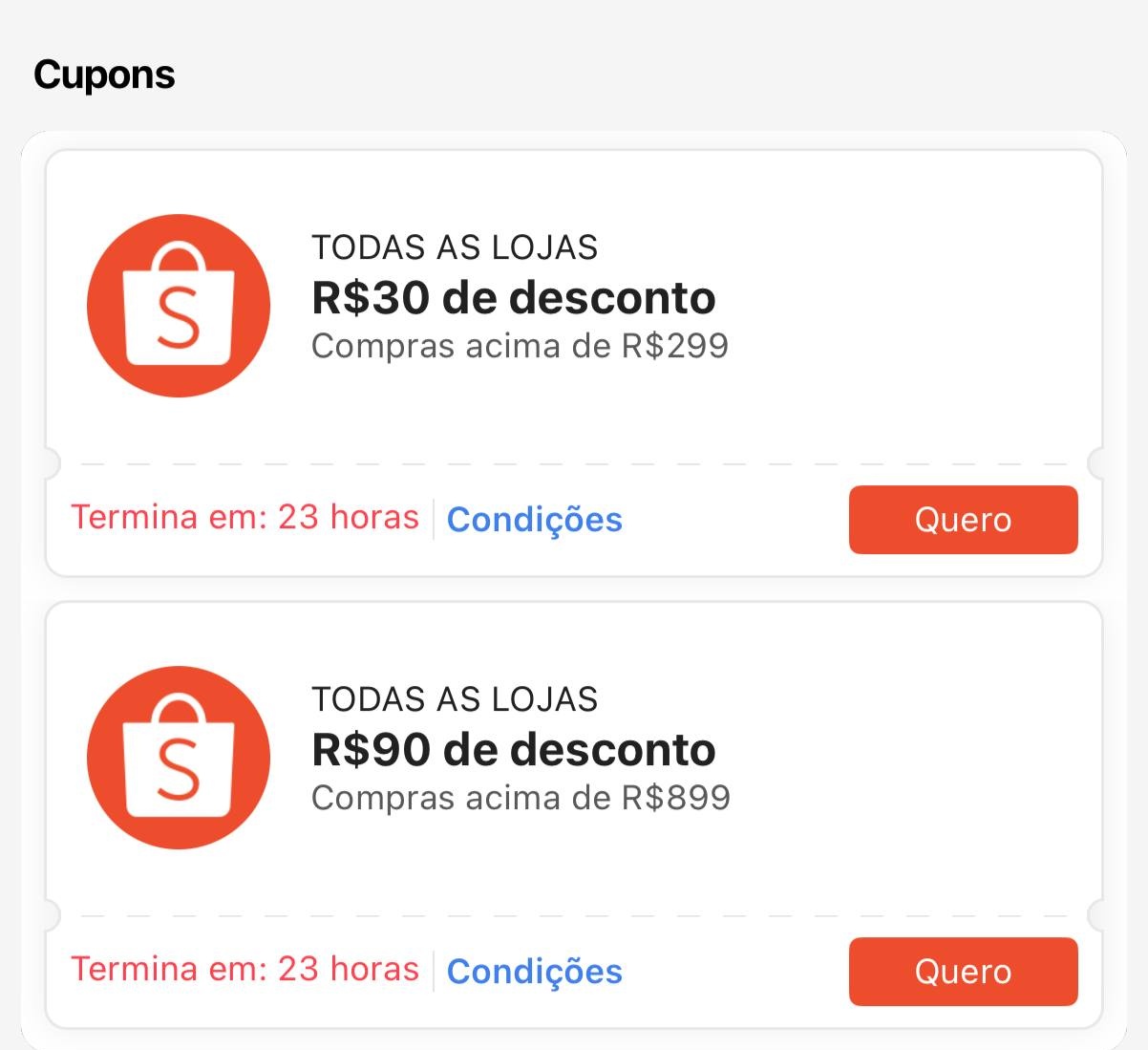 Cupons diários