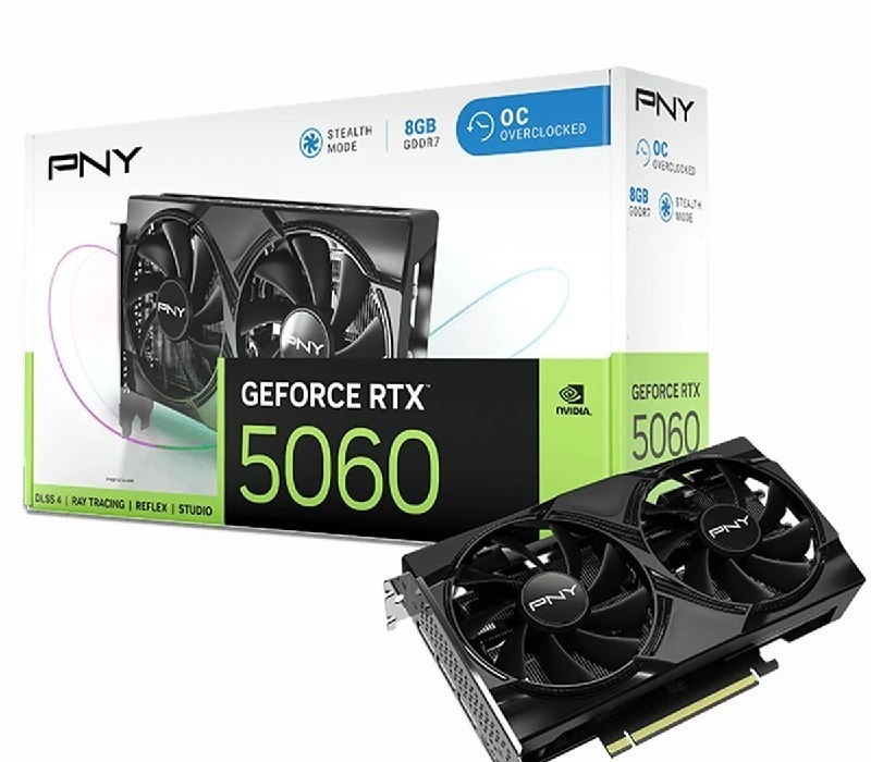 RTX 5060 Placa de Vídeo NVIDIA GeForce PNY RTX5060 8GB DUAL FAN OC Blackwell- VCG50608DFXPB1-O